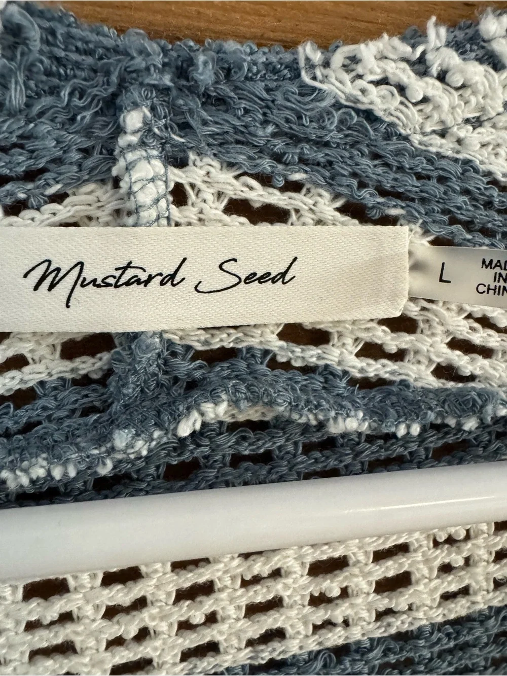 Mustard Seed Blue & White Striped Open-Front Cardigan